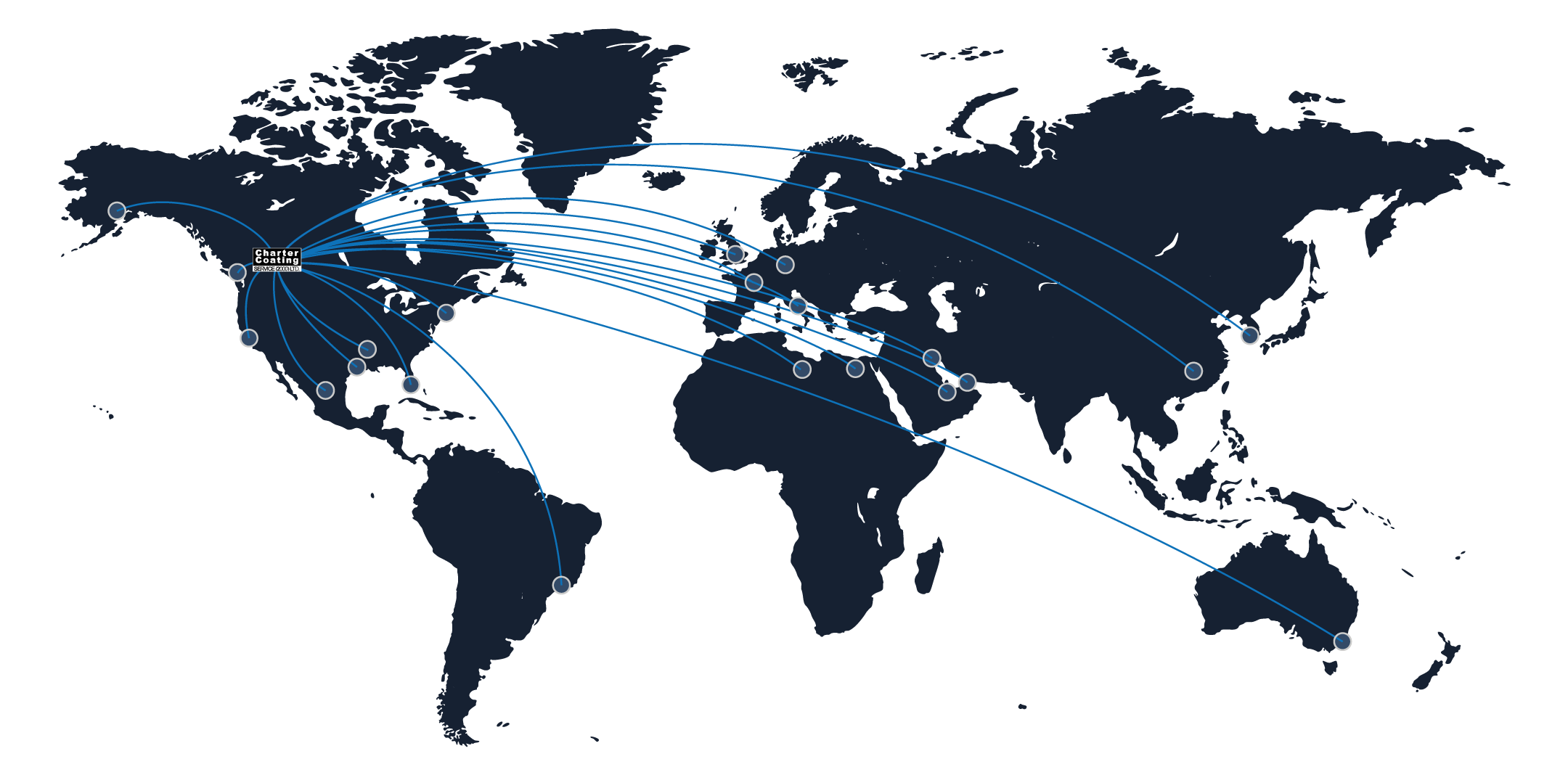 Map of Charter Coatings global presence.